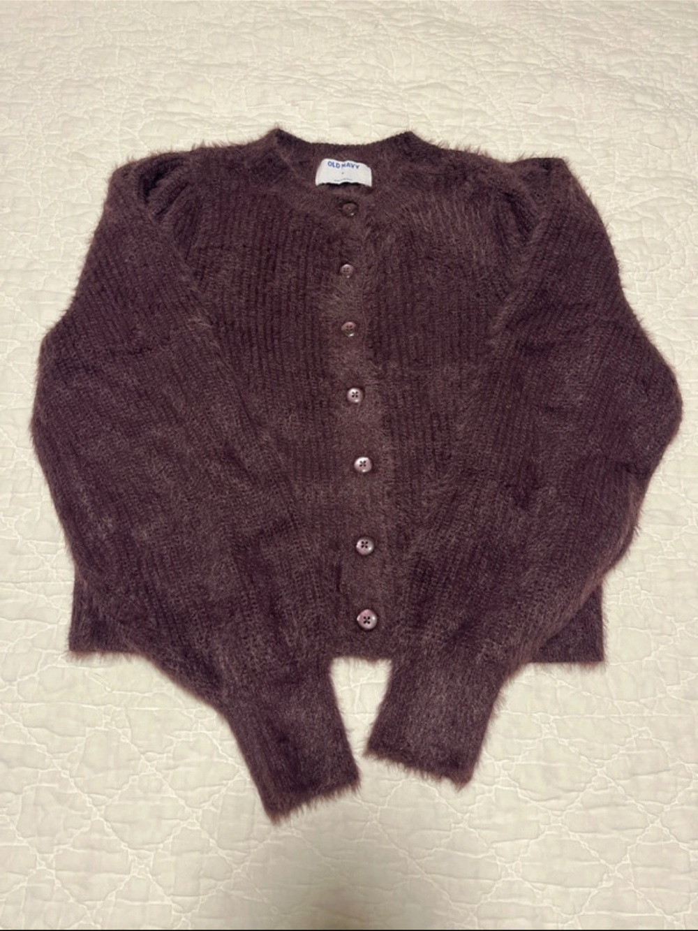 Old Navy Chocolate Brown Fuzzy Button-Front Women's Cardigan